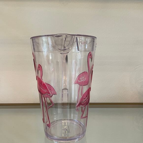 Novogratz Acrylic Pink Flamingo Pitcher & Stemmed Margarita Glass Set of 4 NEW - Picture 15 of 16